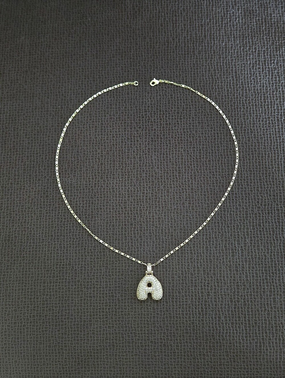 Gemelli👭 Puffy Pave Cubic Zirconia💎 Letter "A" Initial Pendant Necklace